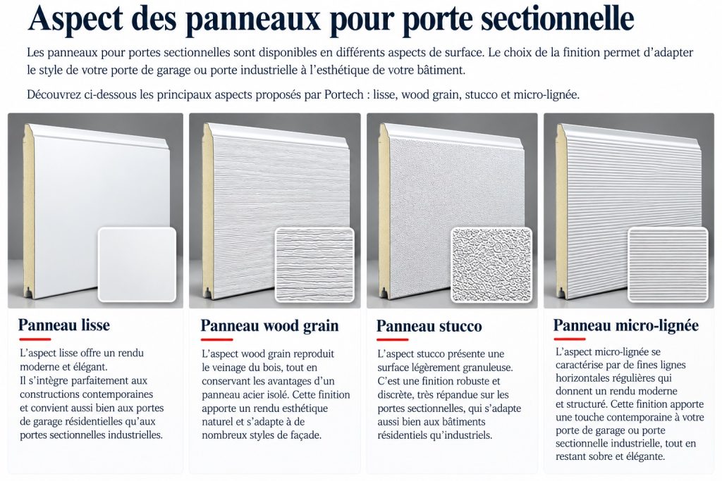 aspect de panneau pour porte sectionnelle